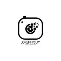 Camera logo. Flat illustration of lens camera shooting vector