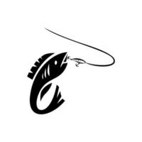 Fishing logo. Wild Fish Logo, Fly Fishing Logo, Fishing Hook. Design isolated white background vector