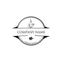 Tea Logo Template. Logo for Organic Green tea Shop for Healthy Lifestyle. Cup of Organic Green Tea and Fresh Green Leafs vector