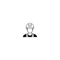 Miner in a helmet logo. Vector illustration on white background.