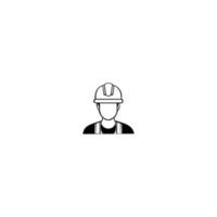 Miner in a helmet logo. Vector illustration on white background.