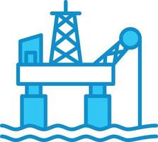 línea de plataforma petrolera llena de azul vector