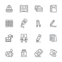 school supplies icons set . school supplies pack symbol vector elements for infographic web