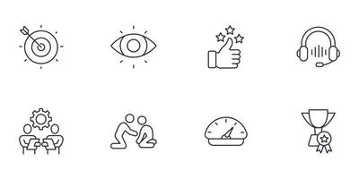 conjunto de iconos de motivación. elementos de vector de símbolo de paquete de motivación para web de infografía