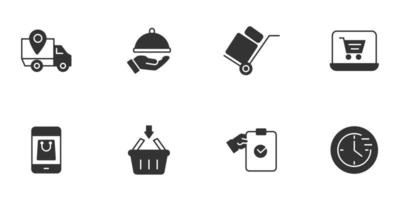 Online delivery service icons set . Online delivery service pack symbol vector elements for infographic web