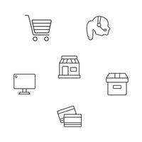 conjunto de iconos de compras en línea. elementos de vector de símbolo de paquete de compras en línea para web de infografía