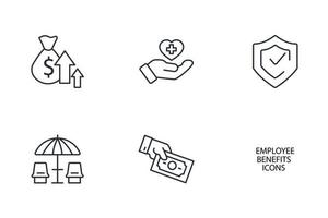 Employee Benefits icons set .   Employee Benefits pack symbol vector elements for infographic web