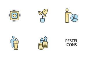 conjunto de iconos de análisis pestel. elementos de vector de símbolo de paquete de análisis pestel para web de infografía