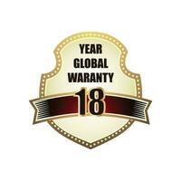 22 Year global warranty vector art illustration with gold color with fantastic font and white background