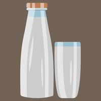 ilustración de vector de leche en botella y vaso