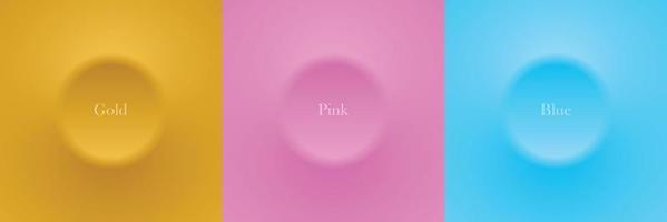 Set of circles gold, pink, blue background with copy space. modern style design for poster, brochure, banner, website. Vector EPS 10