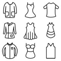 conjunto de iconos de línea de ropa, uniforme, moda. diseño vectorial adecuado para sitios web, aplicaciones, banners. vector