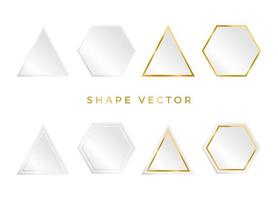 simple 3D white and gold shape board or frame vector on white background with the circle, ellipse, the square can be put text or product on frame