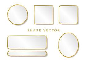 simple 3D white and gold shape board or frame vector on white background with the circle, ellipse, the square can be put text or product on frame