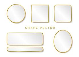 simple tablero de forma 3d blanco y dorado o vector de marco sobre fondo blanco con el círculo, elipse, el cuadrado se puede poner texto o producto en el marco