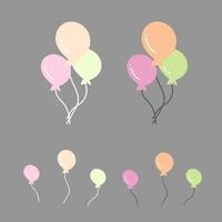 Balloon with three colors in group. Cute balloon for celebration. Balloon party. vector