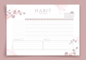 Habit tracker. Monthly planner. Monthly planner habit tracker blank template. Vector illustration. Minimal style. Clean style. Daily to do.