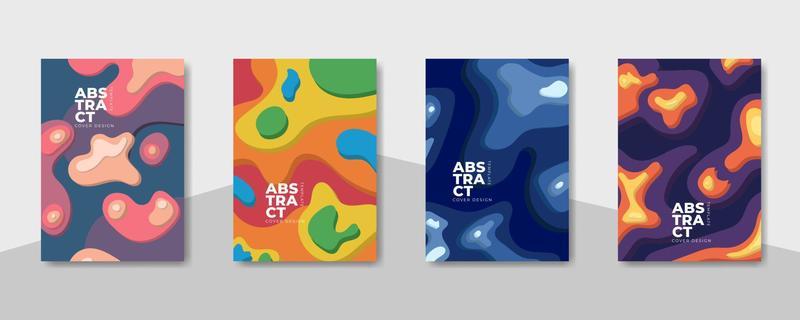 Cover design template with abstract colorful paper cut designs