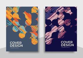 plantilla de diseño de portada con diseños de pinceladas abstractas vector