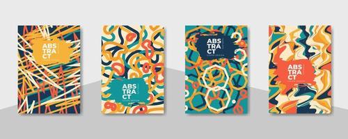 Cover design template with colorful abstract geometric low poly designs vector