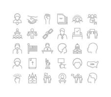 Set of linear icons of Martin Luther King Jr. Day vector