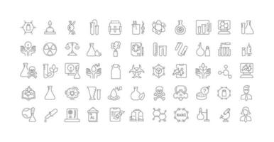 Set of linear icons of Chemistry vector