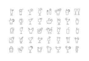 Set of linear icons of Cocktails vector