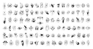 colección de tatuajes negros esotéricos vector
