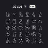 Vector Line Icons of Eid Al-Fitr