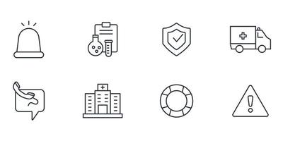 conjunto de iconos de emergencia. elementos de vector de símbolo de paquete de emergencia para web de infografía