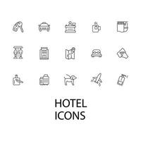 conjunto de iconos de servicio de hotel. elementos de vector de símbolo de paquete de servicio de hotel para web de infografía