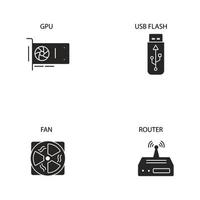 conjunto de iconos de componentes de computadora. componentes de computadora paquete de elementos de vector de símbolo para web de infografía