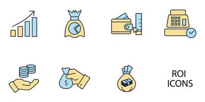 Return on investment icons set . Return on investment pack symbol vector elements for infographic web