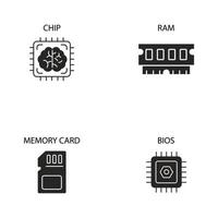 conjunto de iconos de componentes de computadora. componentes de computadora paquete de elementos de vector de símbolo para web de infografía