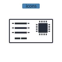 Los iconos de las placas base simbolizan los elementos vectoriales para la web infográfica. vector