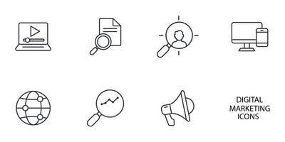 digital online marketing icons set .  digital online marketing pack symbol vector elements for infographic web