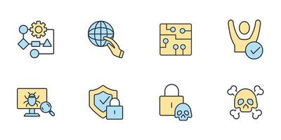 cyber security and brech data web icons set .  cyber security and brech data web pack symbol vector elements for infographic web