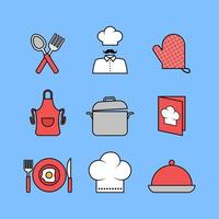 conjunto de iconos de chef vector