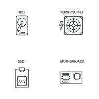 computer components icons set . computer components pack symbol vector elements for infographic web