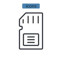 Los iconos de la tarjeta de memoria simbolizan los elementos vectoriales para la web infográfica. vector