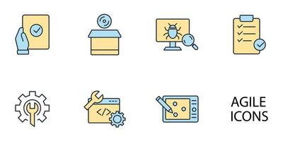 Agile development software business web computer agility icons set .   Agile development software business web computer agility pack symbol vector elements for infographic web