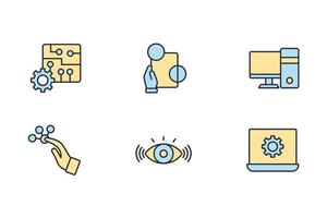 Augmented reality icons set .   Augmented reality pack symbol vector elements for infographic web