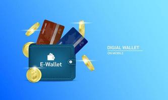 Digital wallet application and internet banking. Online payment security via credit card. Online money transaction concept. Vector EPS10.