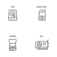 computer components icons set . computer components pack symbol vector elements for infographic web
