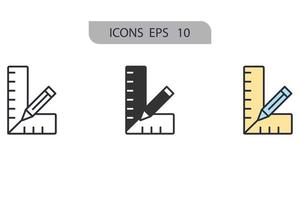 Pencil and ruler icons  symbol vector elements for infographic web