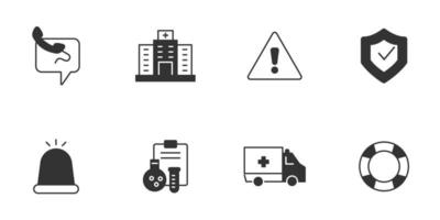 conjunto de iconos de emergencia. elementos de vector de símbolo de paquete de emergencia para web de infografía