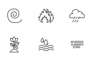 The Five elements of Ayurveda icons set .  The Five elements of Ayurveda pack symbol vector elements for infographic web