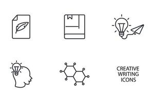 conjunto de iconos de escritura creativa. elementos de vector de símbolo de paquete de escritura creativa para web de infografía