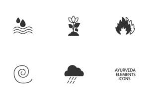 The Five elements of Ayurveda icons set .  The Five elements of Ayurveda pack symbol vector elements for infographic web