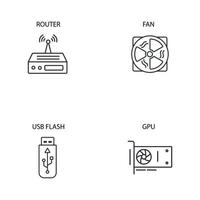 computer components icons set . computer components pack symbol vector elements for infographic web